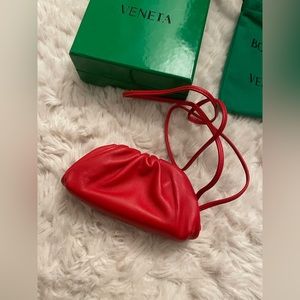 New Bottega Veneta Nappa Leather Pouch Coin Purse Red